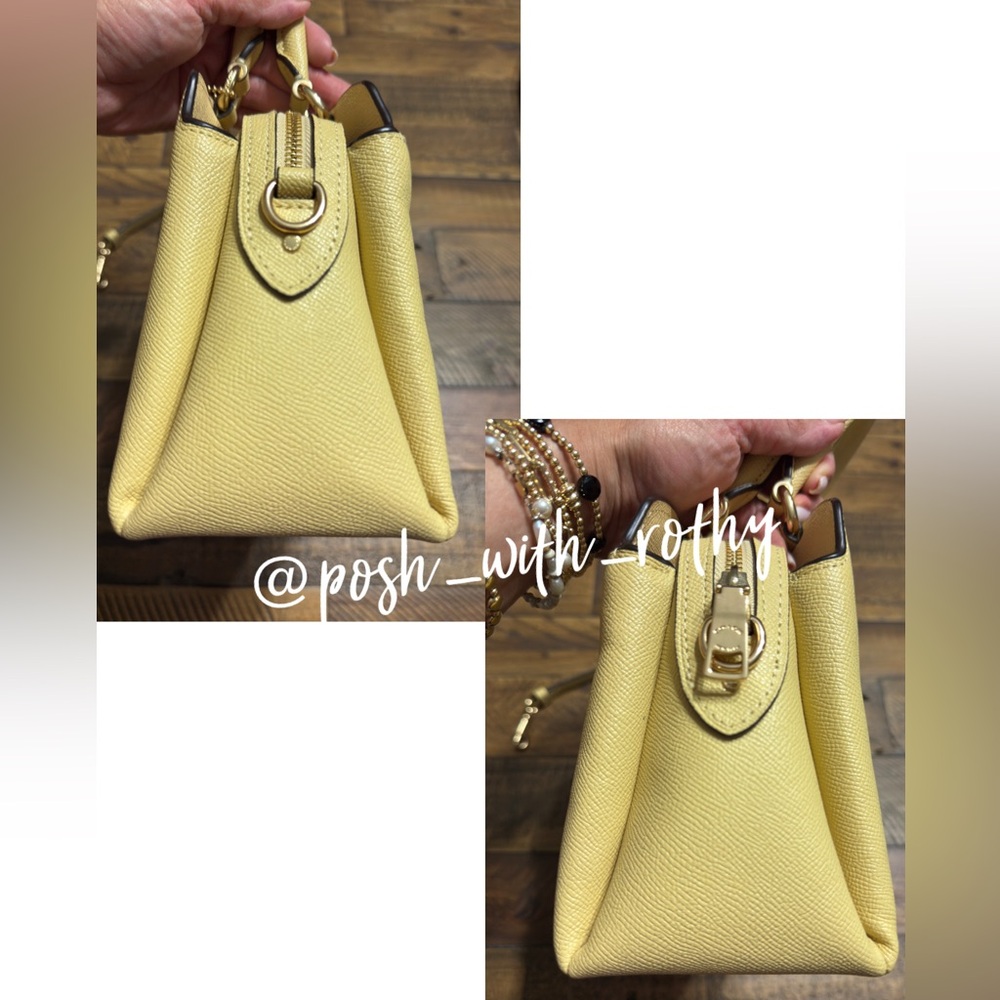 Coach Pebbled Leather Satchel in Light Yellow - Picture 10 of 14